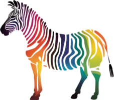 Vibrant zebra art bursts with rainbow colors, perfect for eclectic home decor. AI-generated. png