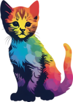 Colorful feline illustration, perfect for whimsical pet-themed designs. AI-generated. png