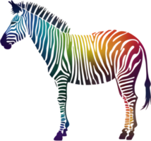 Vibrant zebra art bursts with rainbow colors, perfect for eclectic home decor. AI-generated. png