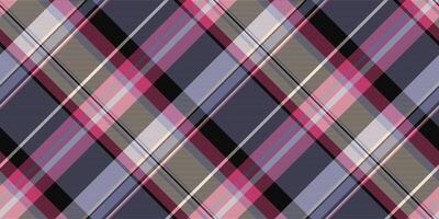 Female plaid fabric, conceptual background seamless textile. Free check pattern texture tartan in pastel and black colors. vector