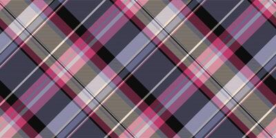 Female plaid fabric, conceptual background seamless textile. Free check pattern texture tartan in pastel and black colors. vector