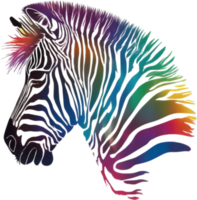 beschwingt Zebra Kunst platzt mit Regenbogen Farben, perfekt zum eklektisch Zuhause Dekor. KI-generiert. png