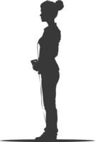 Silhouette receptionist in action full body black color only vector