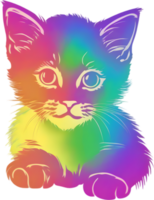 Colorful feline illustration, perfect for whimsical pet-themed designs. AI-generated. png