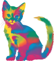 colorida felino ilustração, perfeito para caprichoso com tema de animal de estimação projetos. gerado por ai. png