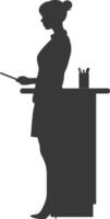 Silhouette receptionist in action full body black color only vector