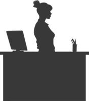 Silhouette receptionist in action full body black color only vector