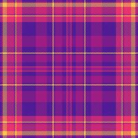 Interior check background seamless, customized pattern plaid fabric. 40s textile tartan texture in violet and pink colors. vector