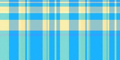 Checking seamless plaid fabric, production textile check background. Scotland tartan pattern texture in deep sky blue and cyan colors. vector