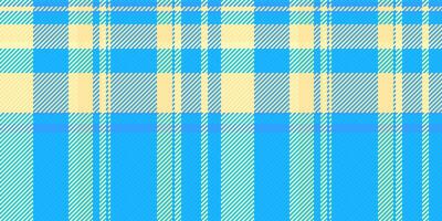 Checking seamless plaid fabric, production textile check background. Scotland tartan pattern texture in deep sky blue and cyan colors. vector