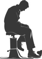 Silhouette shoeshine in action full body black color only vector