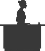 Silhouette receptionist in action full body black color only vector
