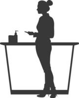 Silhouette receptionist in action full body black color only vector