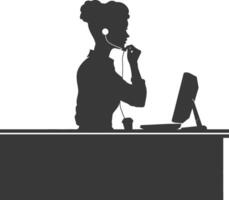 Silhouette receptionist in action full body black color only vector