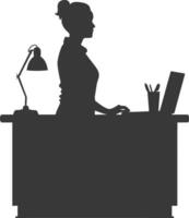 Silhouette receptionist in action full body black color only vector