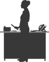 Silhouette receptionist in action full body black color only vector