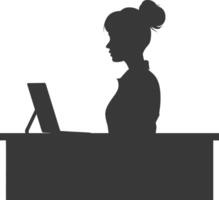 Silhouette receptionist in action full body black color only vector