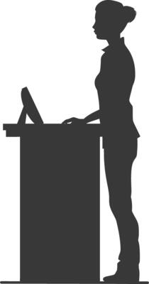Silhouette receptionist in action full body black color only