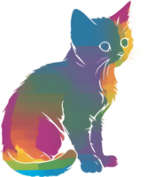 Colorful feline illustration, perfect for whimsical pet-themed designs. AI-generated. png