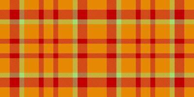 Ornament textile background, premium tartan plaid fabric. Effect check pattern texture seamless in amber and red colors. vector