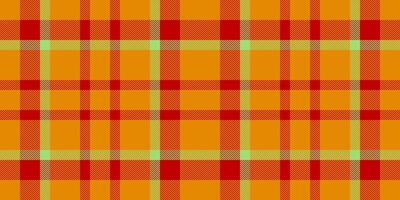 Ornament textile background, premium tartan plaid fabric. Effect check pattern texture seamless in amber and red colors. vector