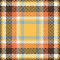 Plaid check pattern in orange and red colors. Seamless fabric texture. Tartan textile print. vector