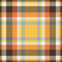 Plaid check pattern in orange and red colors. Seamless fabric texture. Tartan textile print. vector