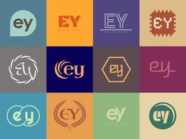 EY logo company template. Letter e and y logotype. Set different classic serif lettering and modern bold text with design elements. Initial font typography. vector