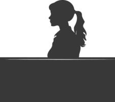 Silhouette receptionist in action full body black color only vector
