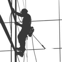 Silhouette Skyscraper window cleaner in action black color only vector