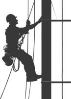 Silhouette Skyscraper window cleaner in action black color only vector