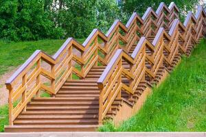 Wooden staircase in the park photo