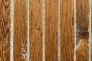 brown wooden boards planks with white stitches as background, texture photo