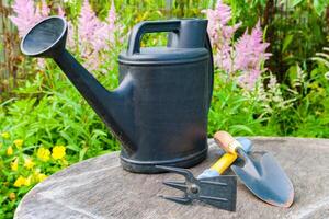 garden tools watering can, scoop, thread photo