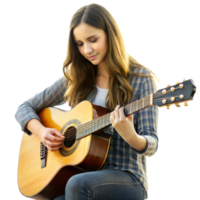 uma menina é jogando a guitarra png