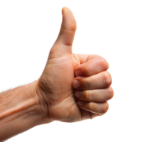 Hand displaying a thumbs-up gesture on a clear background during the daytime, emphasizing approval and positivity png