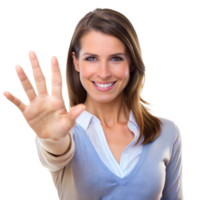 A woman is smiling and giving the thumbs up sign png