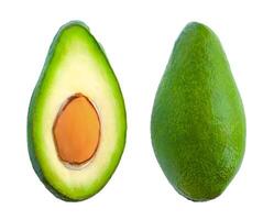 Two slices of avocado isolated on a white background photo