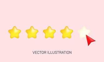 3d realistic icon concept five stars mouse cursor customer design vector