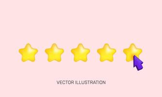 3d realistic unique icon concept five stars mouse cursor customer design vector