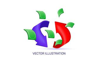 único 3d realista icono concepto alrededor flecha dinero diseño vector