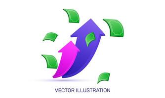 único 3d realista alrededor flecha dinero icono diseño vector
