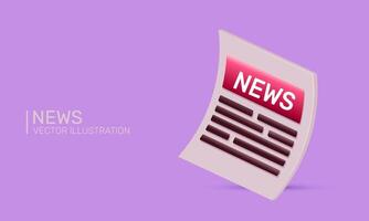 3d realistic icon concept world newspaper business design vector