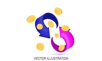 único 3d realista icono concepto alrededor flecha monedas diseño vector