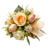 magnifique bouquet de pastel des roses et blanc baies orné avec vert feuilles, parfait pour décoratif conception utilisation png