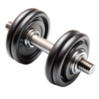 Black adjustable dumbbell with metal handle and weights, ideal for strength training and exercises png