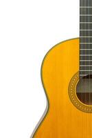 Fragment of classical guitar on a white background isolate, copy space photo