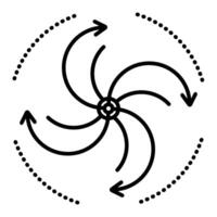 Products recycling and events cyclicality, natural phenomena - whirlwind, hurricane. Spiral with arrows black line icon, editable stroke, pixel perfect. Outline monochrome sign vector