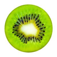 Ideally round of a thin cut of kiwis fruits isolated on a white background photo