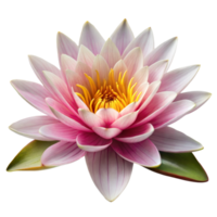 Pink lotus flower showcasing its delicate petals and vibrant yellow center on a transparent background png